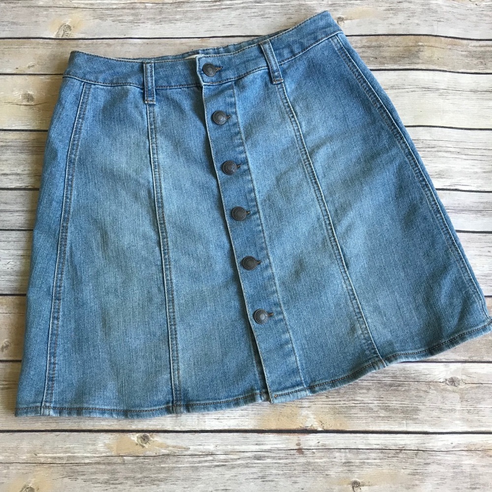 Mossimo Button front jean skirt skater blue boho